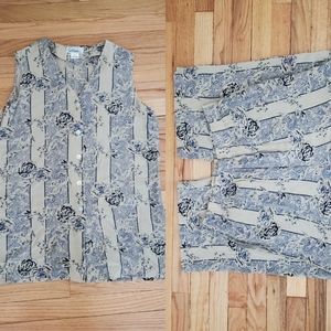 Silk Sleeveless Pant Set Size Large